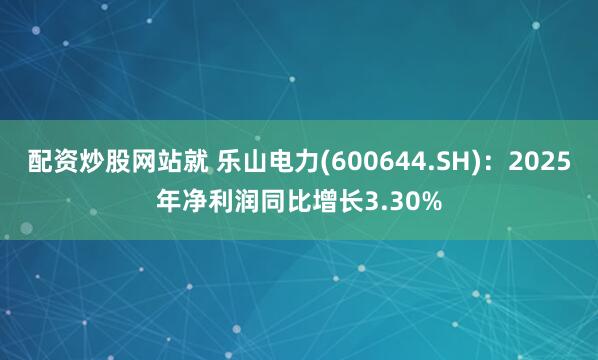 配资炒股网站就 乐山电力(600644.SH)：2025年净利润同比增长3.30%